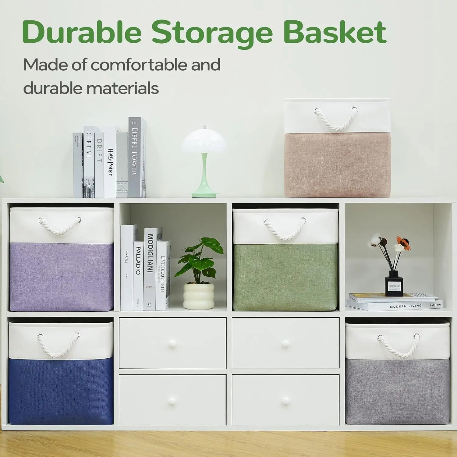 Foldable Fabric Storage Cubes with Rope Handles – Set of 6