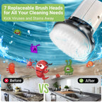 TurboScrub Pro™ Cordless Spin Scrubber with 8 Brush Heads & Long Handle