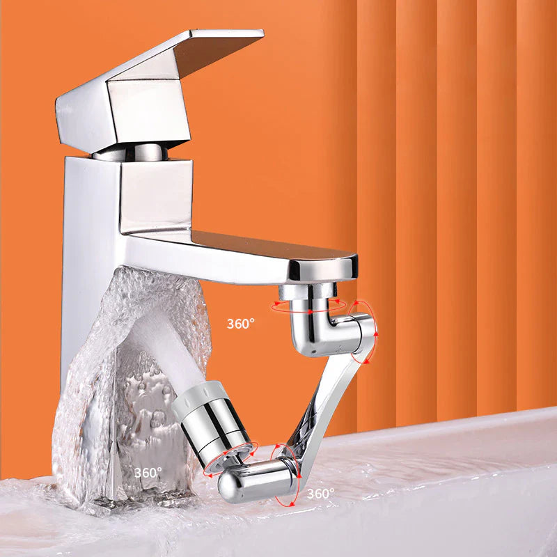 Dual-Mode Swivel Faucet Aerator with 1080° Rotation operating in kitchen sink