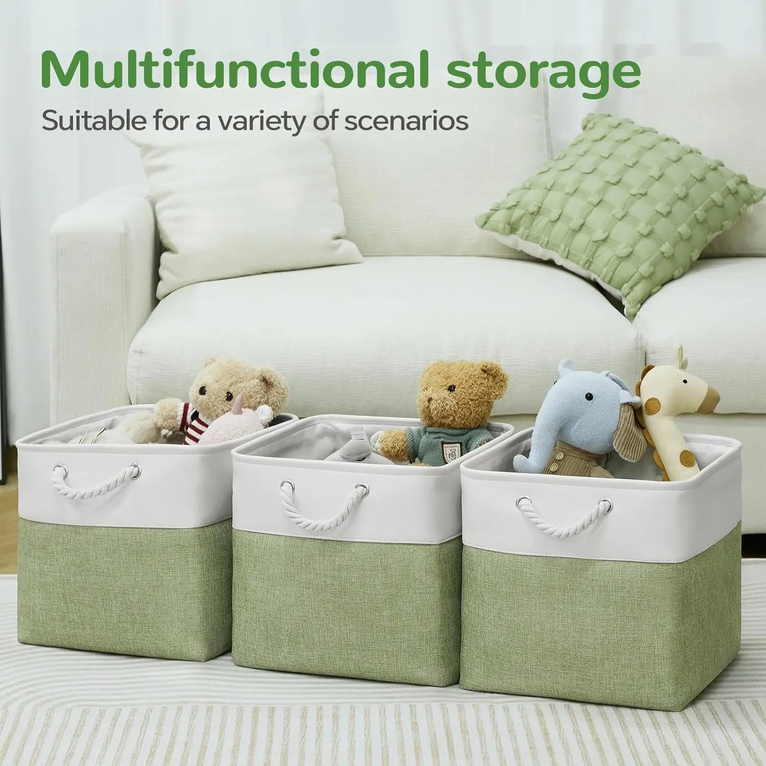 Foldable Fabric Storage Cubes with Rope Handles – Set of 6