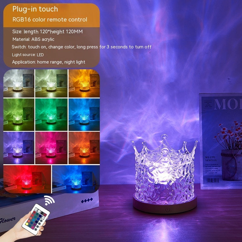 16-Color Water Ripple Ambient Lamp on table showing various color examples