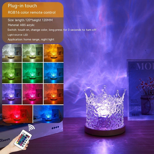 16-Color Water Ripple Ambient Lamp on table showing various color examples