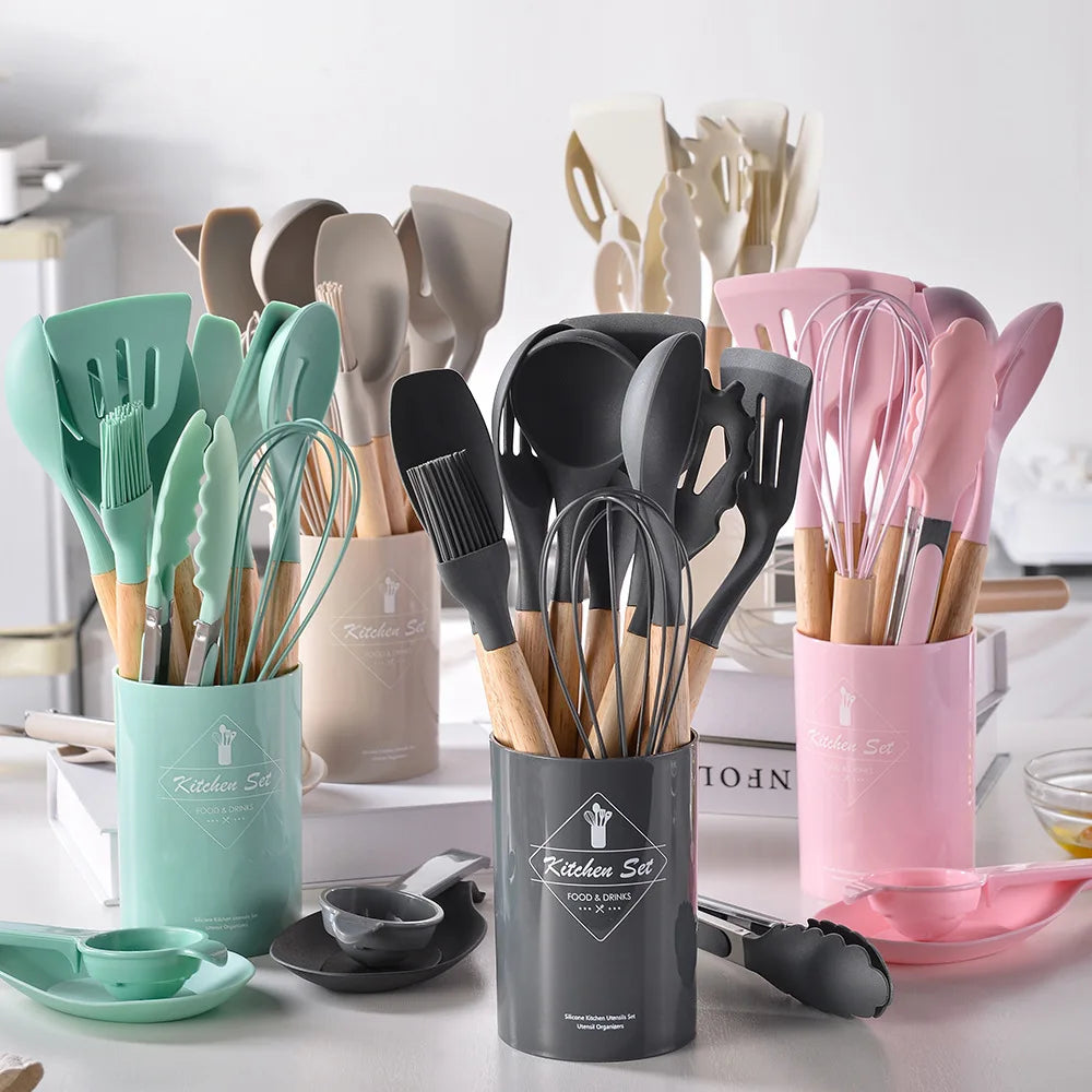 ChefEase™ Premium 12-Piece Silicone Kitchen Utensil Set