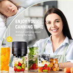 Electric Mason Jar Vacuum Sealer Kit with Auto-Stop Cordless One-Button Vacuum Sealer for Wide & Regular Mouth Jars, LED Display, Includes 8 Lids for Food Storage & Canning