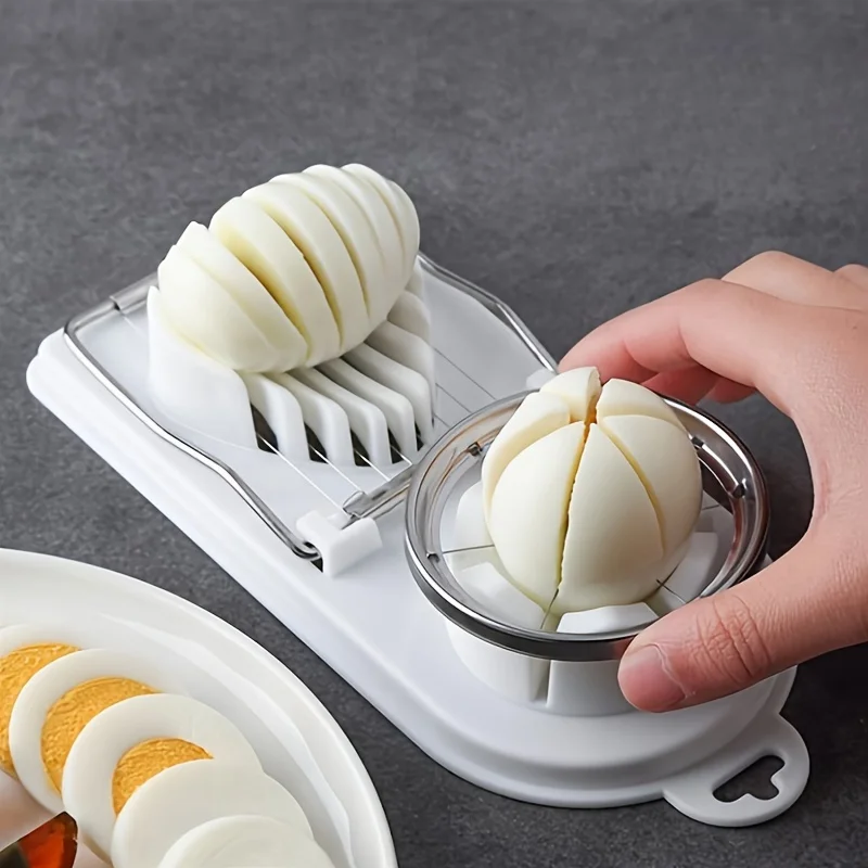 2-in-1 multifunction egg slicer with stainless steel wires for slicing and wedging hard-boiled eggs
Egg slicer
Stainless steel egg slicer
Hard-boiled egg slicer
Egg wedger
Kitchen egg cutter
Egg slicing tool
Salad preparation tool
Soft food slicer