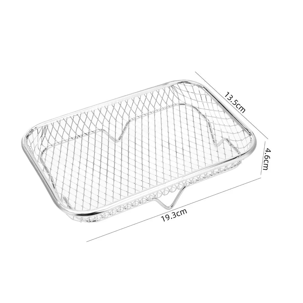 New Stackable Air Fryer Rack Non-Stick Stainless Steel Grilling Rack Airfryer Tray Grill Basket Durable Kitchen Gadgets