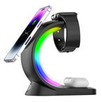 3-in-1 Magnetic Wireless Charging Station with Ambient Light for Phone, Watch & Earbuds