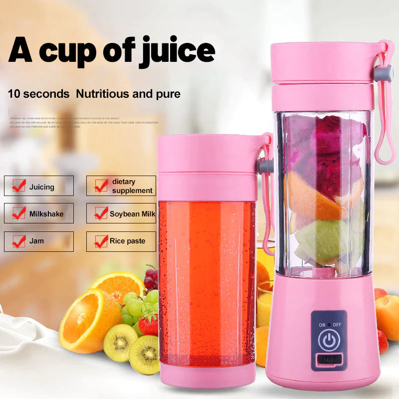 Mini Juice & Smoothie Blender – 6 Blade USB Rechargeable Mixer Cup