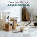 Airtight Food Storage Containers with Lids,  24 Pcs Plastic Kitchen and Pantry Organization Canisters for Cereal, Dry Food, Flour and Sugar, Includes 24 Labels，Black