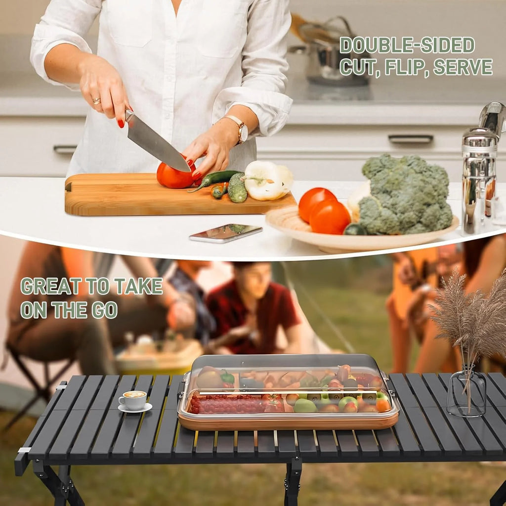 Savorya™ Bamboo Charcuterie & Serving Board with Fresh-Lock Clear Lid