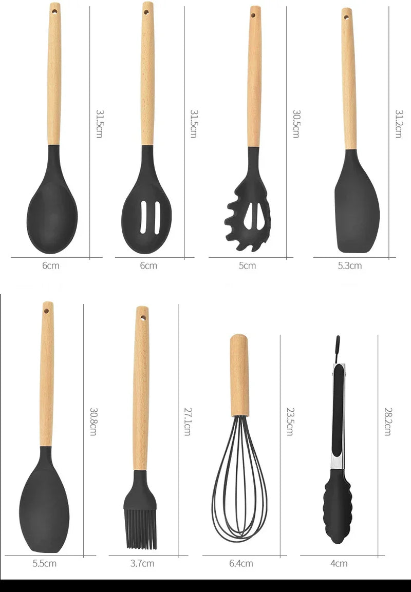 ChefEase™ Premium 12-Piece Silicone Kitchen Utensil Set