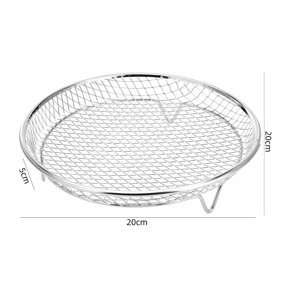New Stackable Air Fryer Rack Non-Stick Stainless Steel Grilling Rack Airfryer Tray Grill Basket Durable Kitchen Gadgets