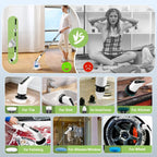 TurboScrub Pro™ Cordless Spin Scrubber with 8 Brush Heads & Long Handle