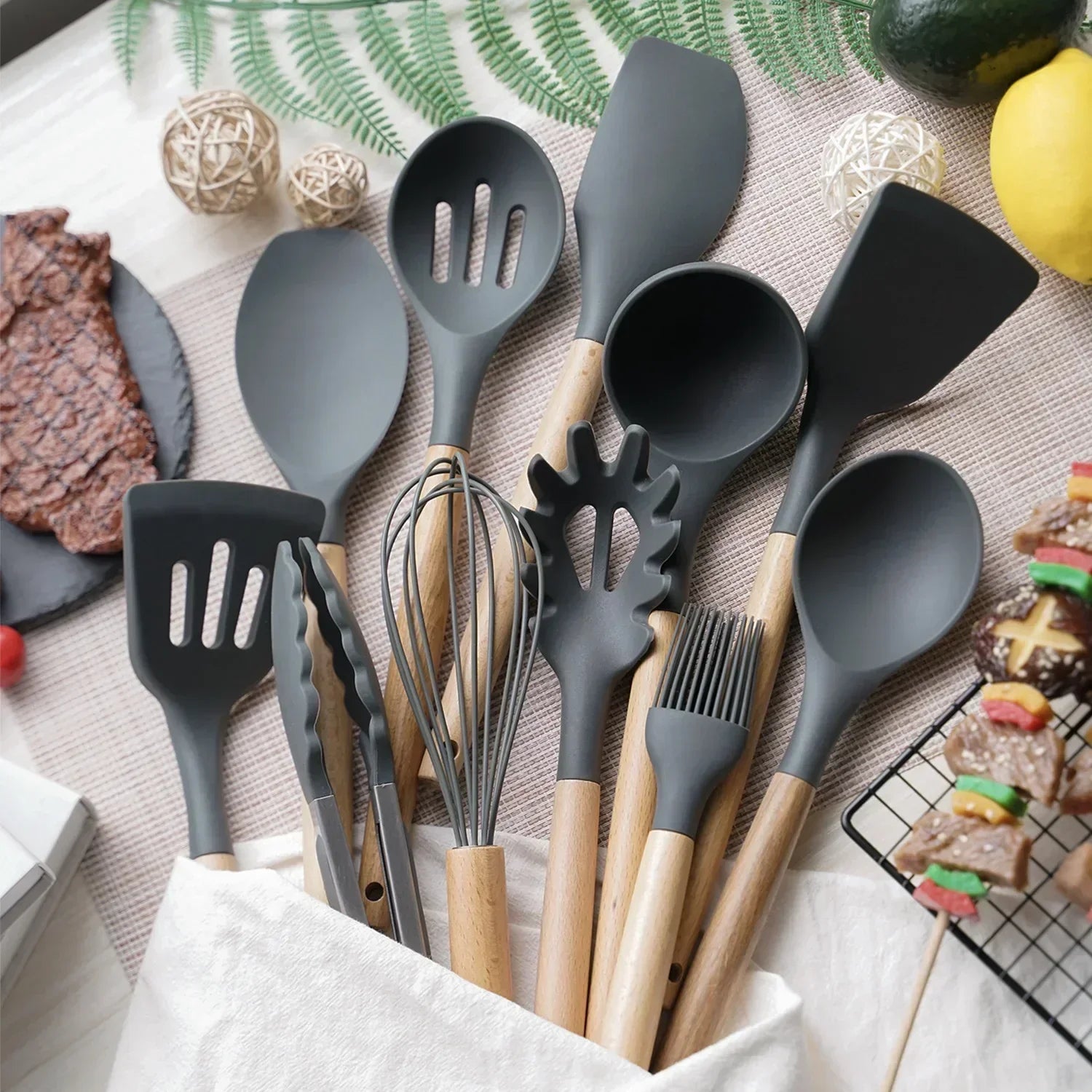 ChefEase™ Premium 12-Piece Silicone Kitchen Utensil Set