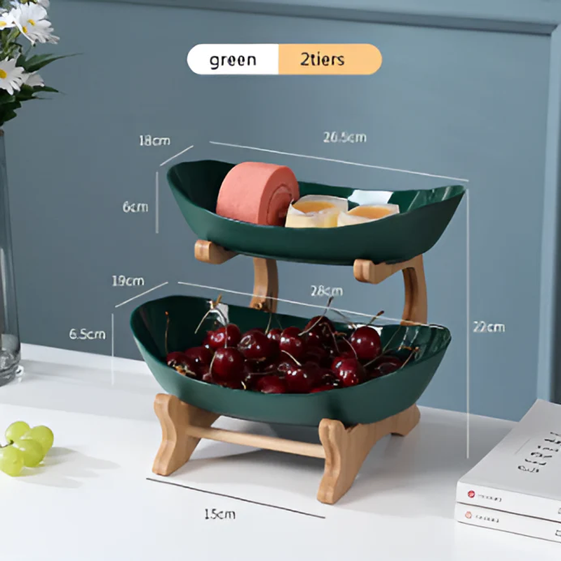 HarvestNest 3-Tier Wooden Fruit Basket Stand with Bowls