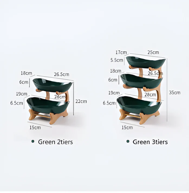 HarvestNest 3-Tier Wooden Fruit Basket Stand with Bowls
