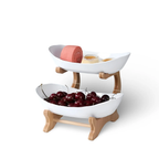 HarvestNest 3-Tier Wooden Fruit Basket Stand with Bowls