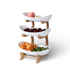 HarvestNest 3-Tier Wooden Fruit Basket Stand with Bowls