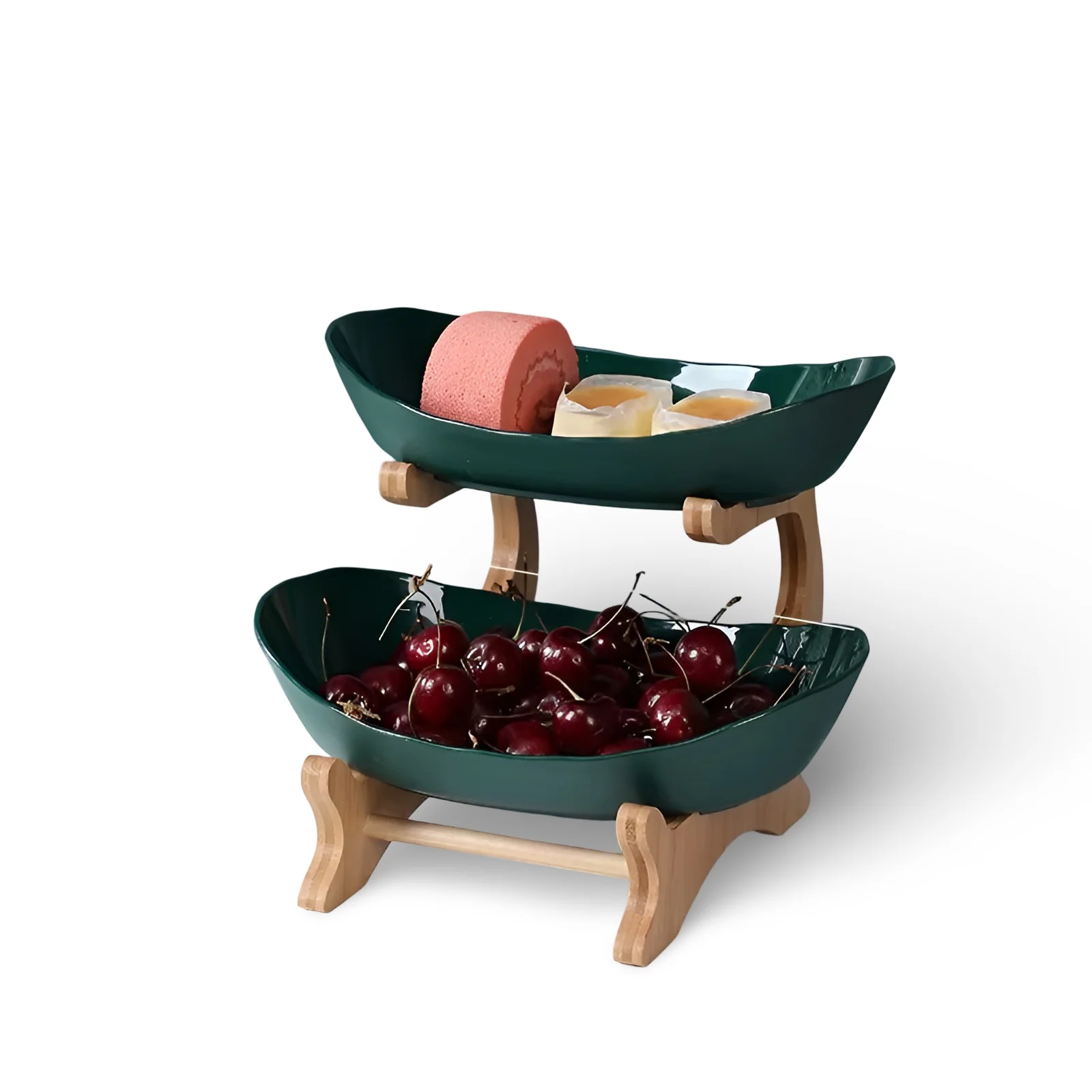 HarvestNest 3-Tier Wooden Fruit Basket Stand with Bowls