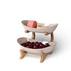 HarvestNest 3-Tier Wooden Fruit Basket Stand with Bowls