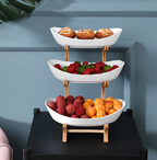 HarvestNest 3-Tier Wooden Fruit Basket Stand with Bowls
