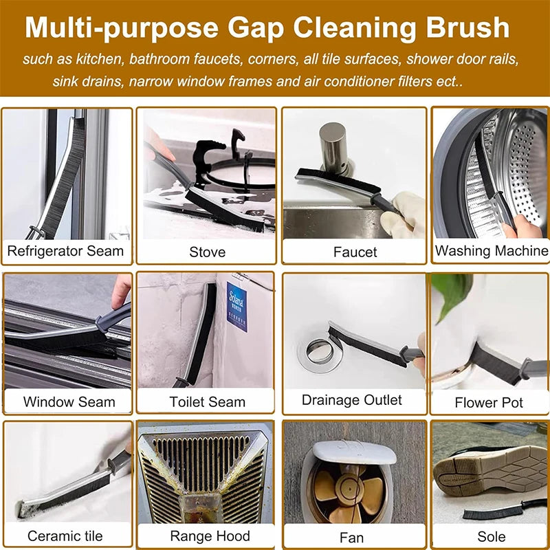 3Pcs Hard Bristle Crevice Cleaning Brush Gap Cleaning Brush Corner Cleaning Brush Kitchen Window Cleaning Brush JT357