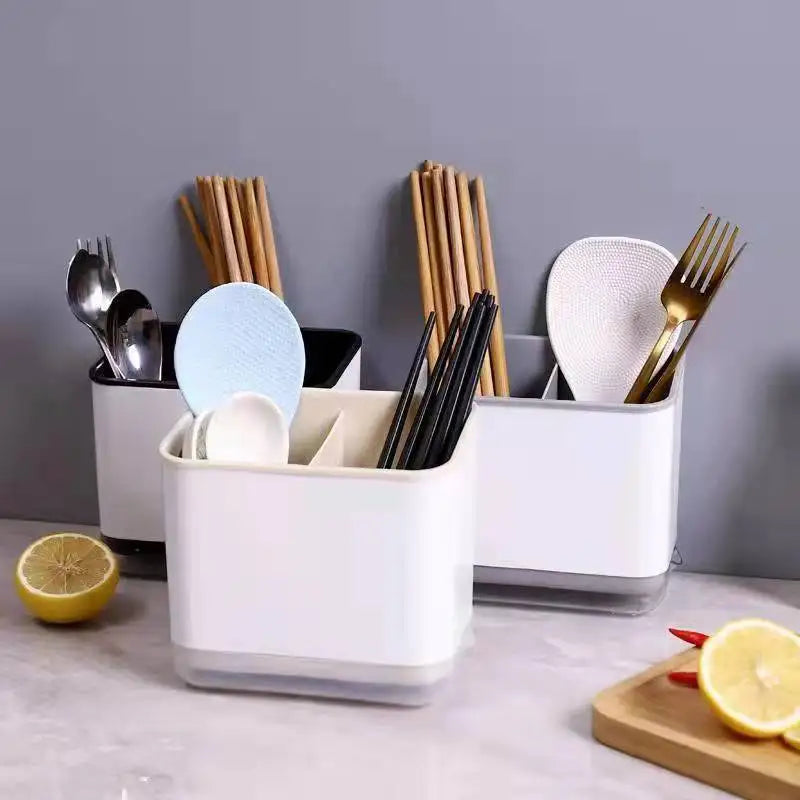 Multi Functional Tableware Storage Rack for Household Kitchen, Chopstick Storage Tube with Drainage Tray, Mold Resistant