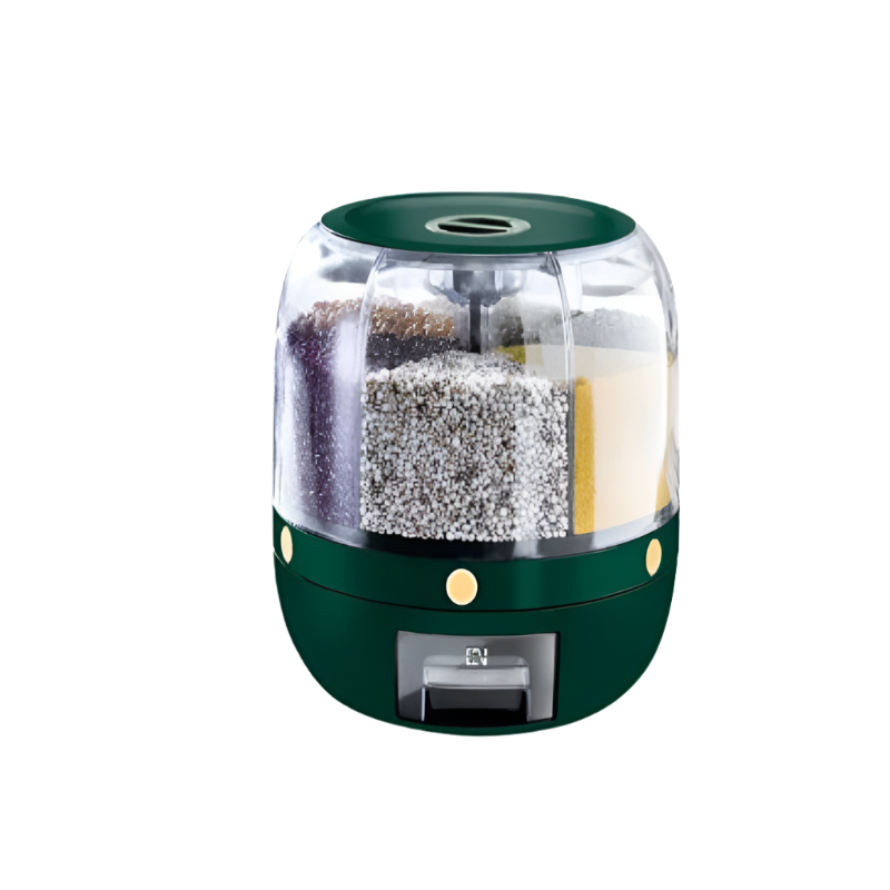 360° Rotating Dry Food Organizer for Rice, Grains & Cereal
