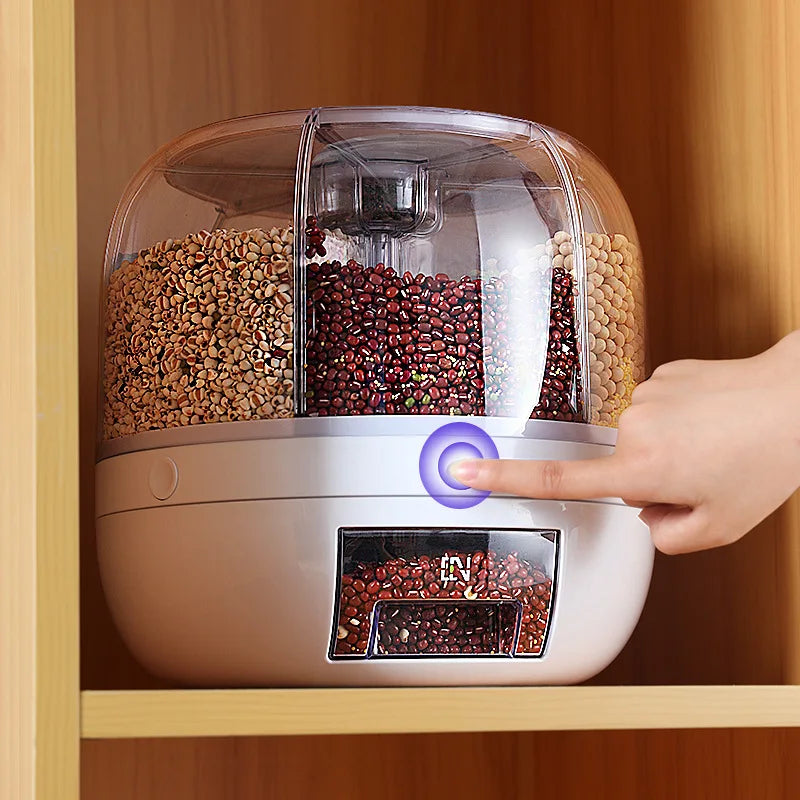 360° Rotating Dry Food Organizer for Rice, Grains & Cereal
