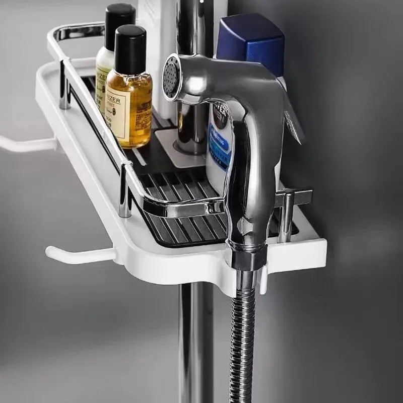 Shower Bar, Shower Head, Storage Rack, Lifting Shower Tray, Non Perforated Multifunctional Bathroom Storage Rack