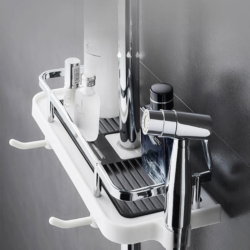 Shower Bar, Shower Head, Storage Rack, Lifting Shower Tray, Non Perforated Multifunctional Bathroom Storage Rack
