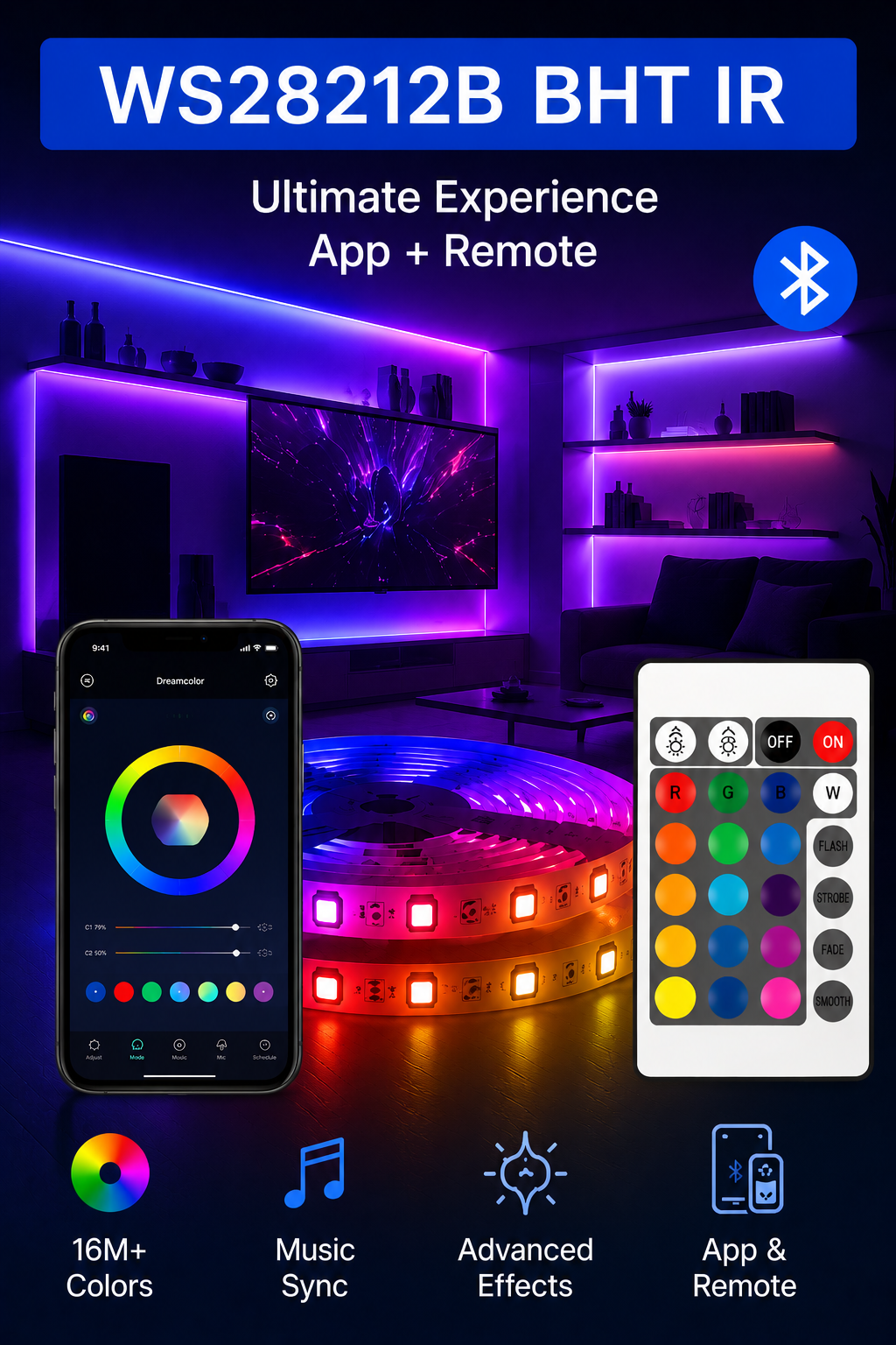 Bluetooth-Controlled LED Accent Lighting