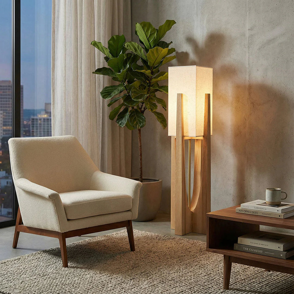 Japanese Wabi-Sabi Organic Floor Lamp – Sculptural Natural Design