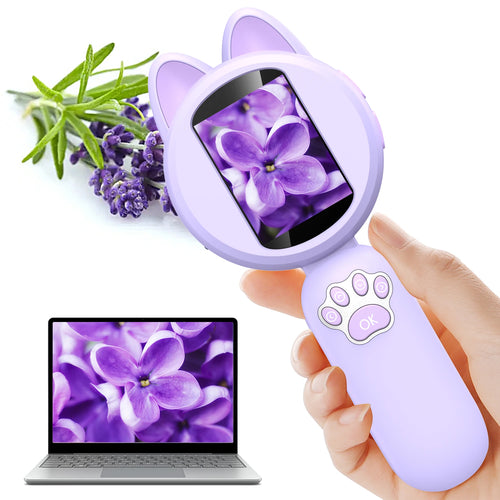 2Inch IPS Digital Microscope 1000X Handheld Microscope for Kids Magnifying Glass with Lights, Windows Compatible( HM020B)