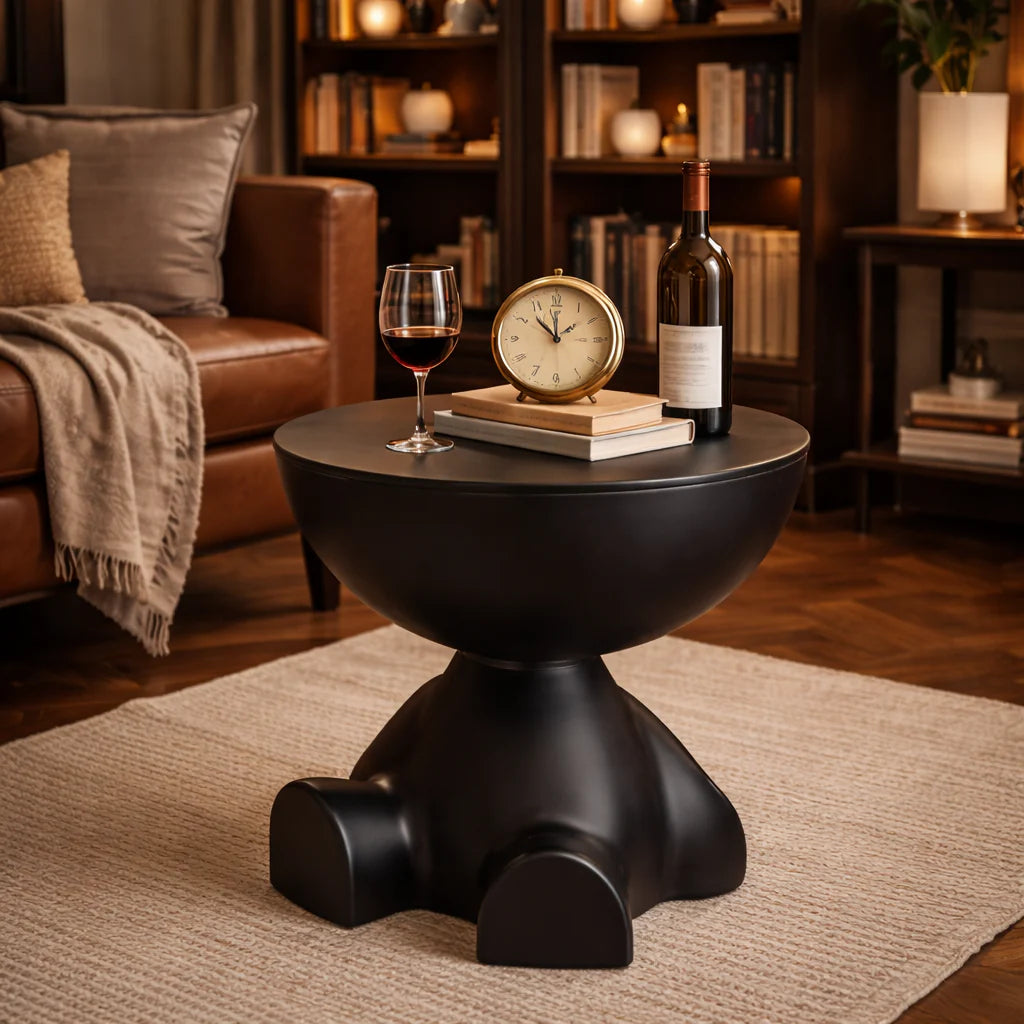 Multifunctional Black Accent Table – Original Resin Design
