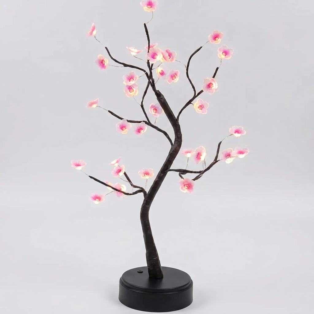 Artificial Bonsai Tree Lamp- Bedside Ambient Light in black on light background
