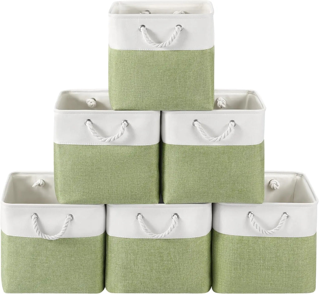 Foldable Fabric Storage Cubes with Rope Handles – Set of 6