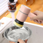 Handheld Electric Spin Scrubber washing a soapy bowl in a sink