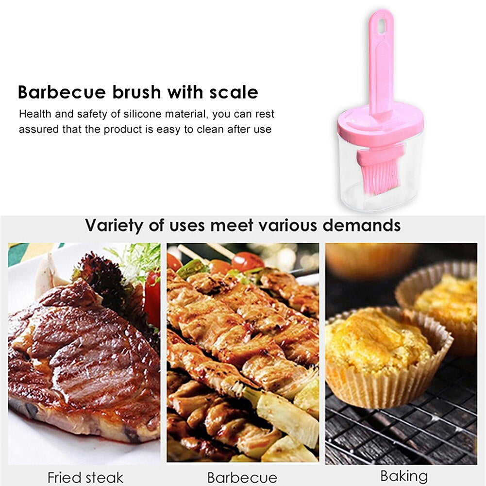 Heat-Resistant Silicone Oil Dispenser Brush shown used for barbecuing and baking