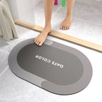 Quick-dry non-slip bathroom mat on a tiled bathroom floor