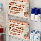 Rolling Egg Storage Tray on refrigerator door full of eggs