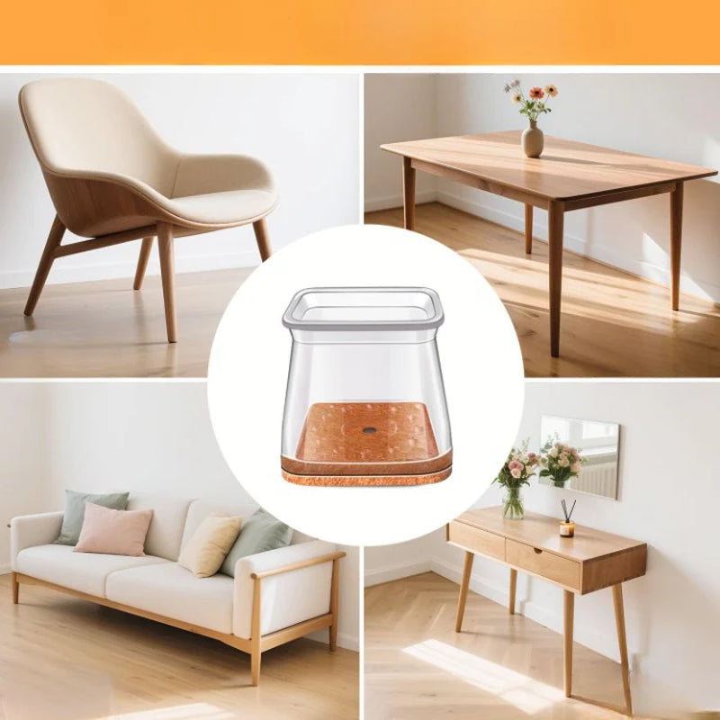Scratch-Resistant Chair Leg Protectors – 24 Pack shown on furniture on hardwood floor