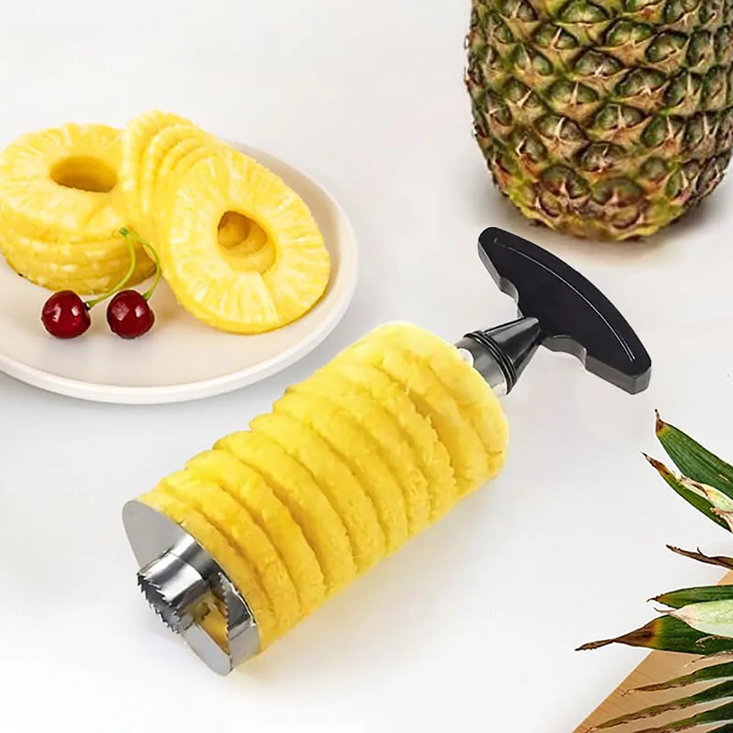 Stainless Steel Pineapple Slicer & Corer
Pineapple slicer
Pineapple corer
Pineapple cutter
Stainless steel fruit slicer
Pineapple peeling tool
Kitchen fruit tool
Fruit preparation gadget
Pineapple kitchen gadget
