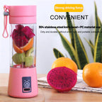 Mini Juice & Smoothie Blender – 6 Blade USB Rechargeable Mixer Cup with fruit inside
