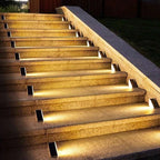 Modern Solar Stair Lights – Waterproof Outdoor LED Step Lighting shown on stairs at night
